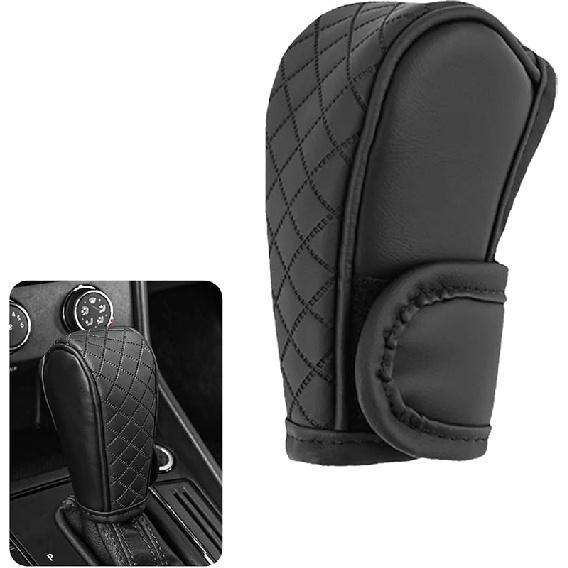 Car Shift Handle Transmission Knob Cover Accessories, Eco-Leather Car Shift Cover, Center Console Magic Tape Gear Lever Protector Universal for Most