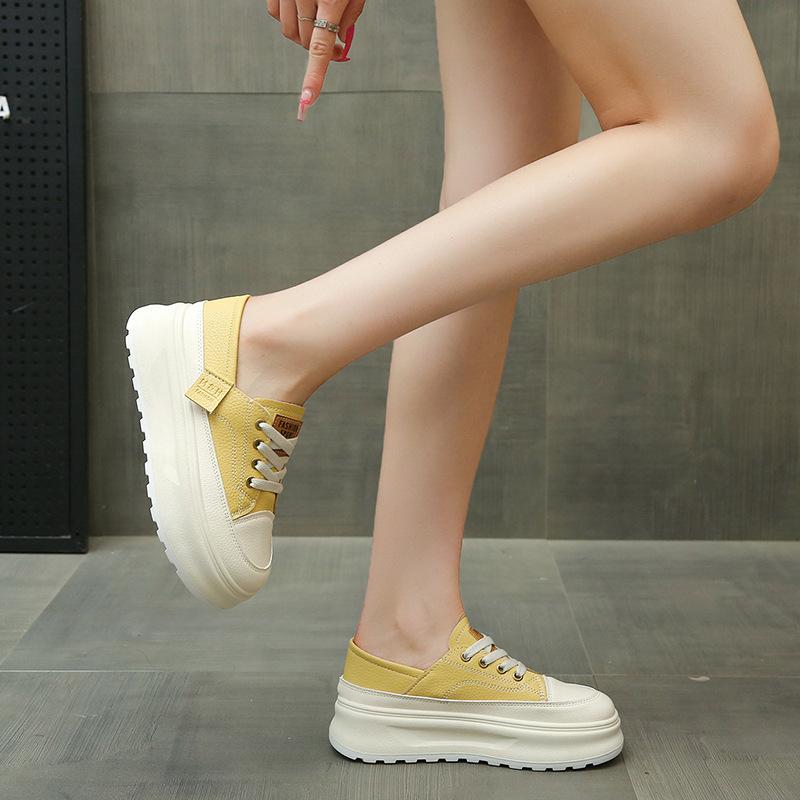 Fashion thick-soled heightening little white shoes for women's 2025 spring new versatile soft-soled comfortable two-wear sports and leisure board sho