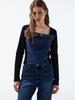 RENNESMIA Denim Patch Detail Top_Black