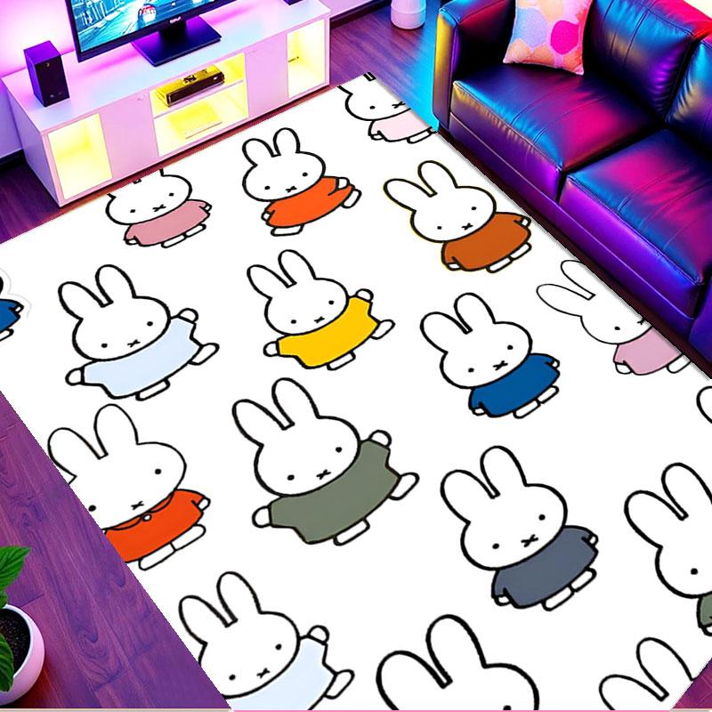 Miffy Print Rug, Washable Floor Carpet, For Entryway Dorm Laundry Room Office Study, Home Decor Birthday Christmas Gift