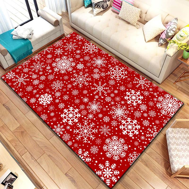 Art Snow Christmas HD-bedruckter großer Teppich, Teppich für Wohnzimmer, Schlafzimmer, Sofa, Dekoration, rutschfeste Fußmatten