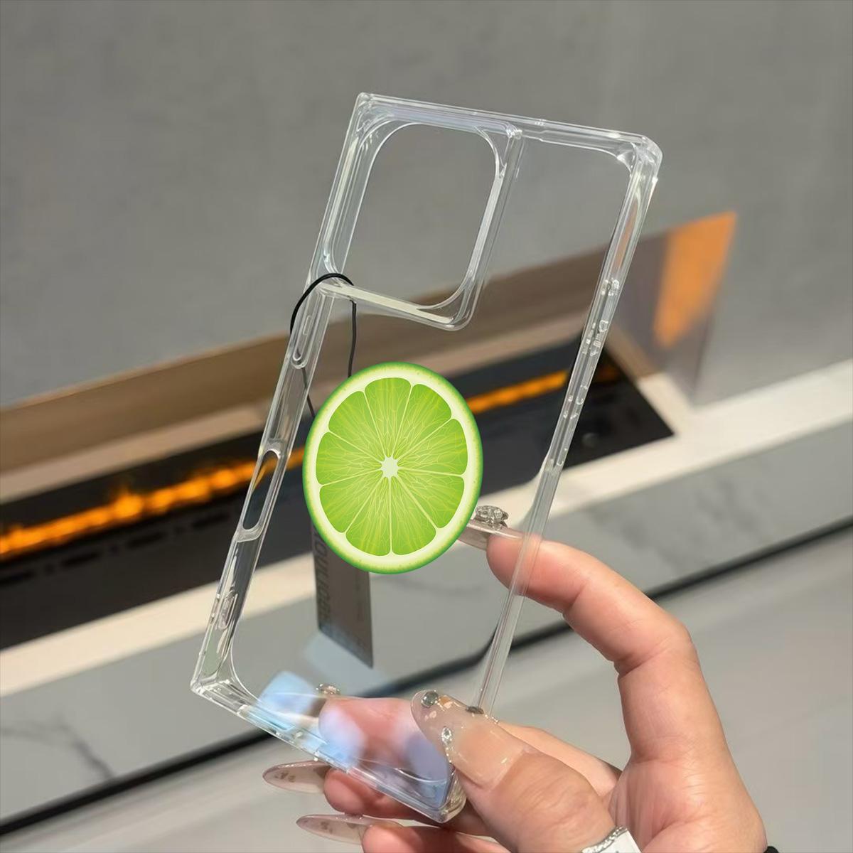

Clear Square Back Tube Case Protection For iPhone 12 13 15 Plus 11 14 Pro Max 16 ProMax Lemon Pattern iphone 11 ProMax