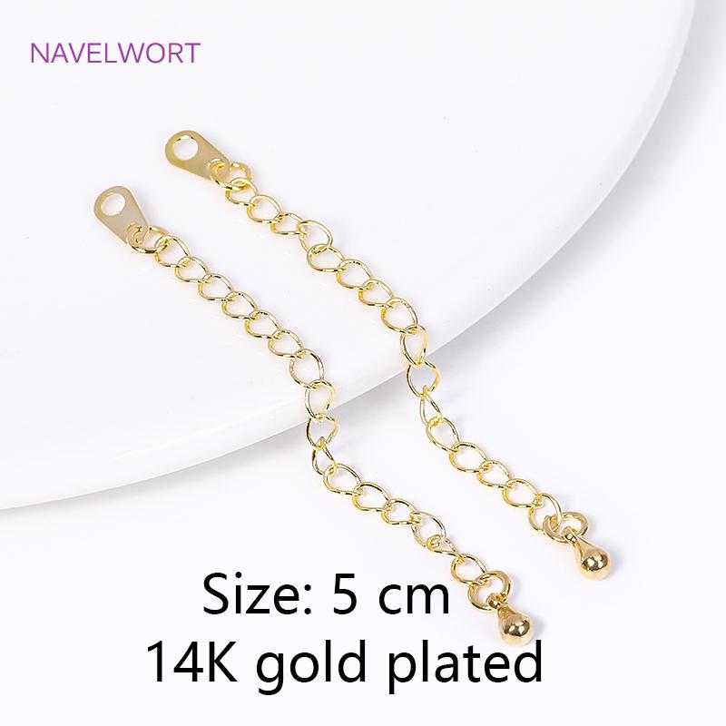 18K Gold Plated With Tag Extension Chain Brass Metal Extension Chains Connectors DIY Necklace Bracelet Jewelry Making Supplies