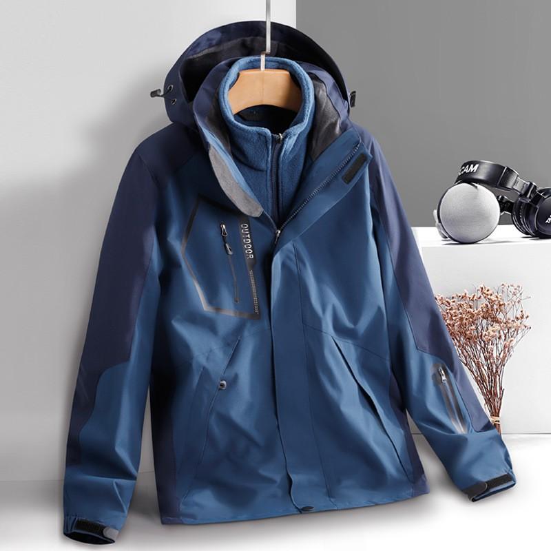Men Women 3-in-1 Waterproof Windproof Hiking Jacket With Removable Fleece Liner Outdoor Camping Trekking Skiing