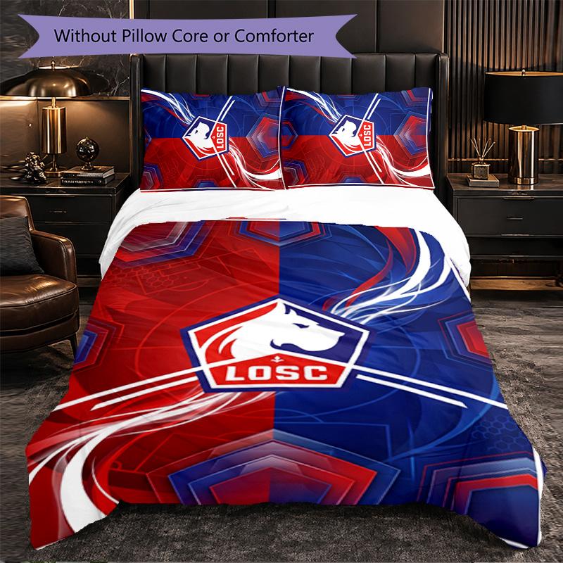 LOSC Lille FC Bettwäsche-Set 3-teilig Bettbezug-Set Dekorative Bettwäsche für Jugendzimmer Heimdekoration