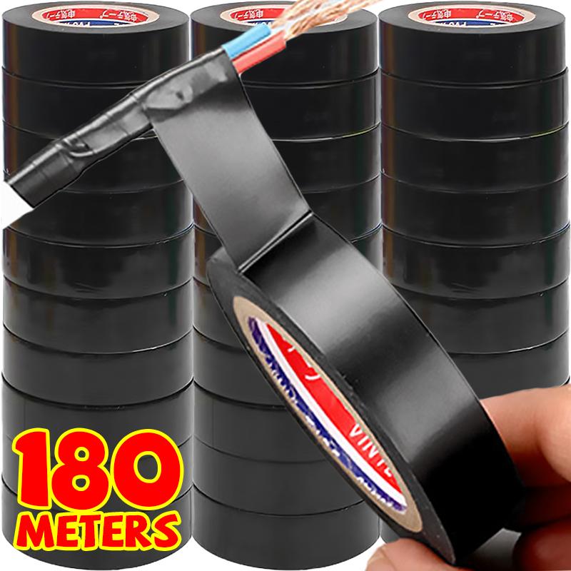 180/6m Rubans Isolants Électriques en PVC Noir Haute Température Imperméables Auto-adhésifs Bande Ignifuge pour Gaines de Câbles Industriels