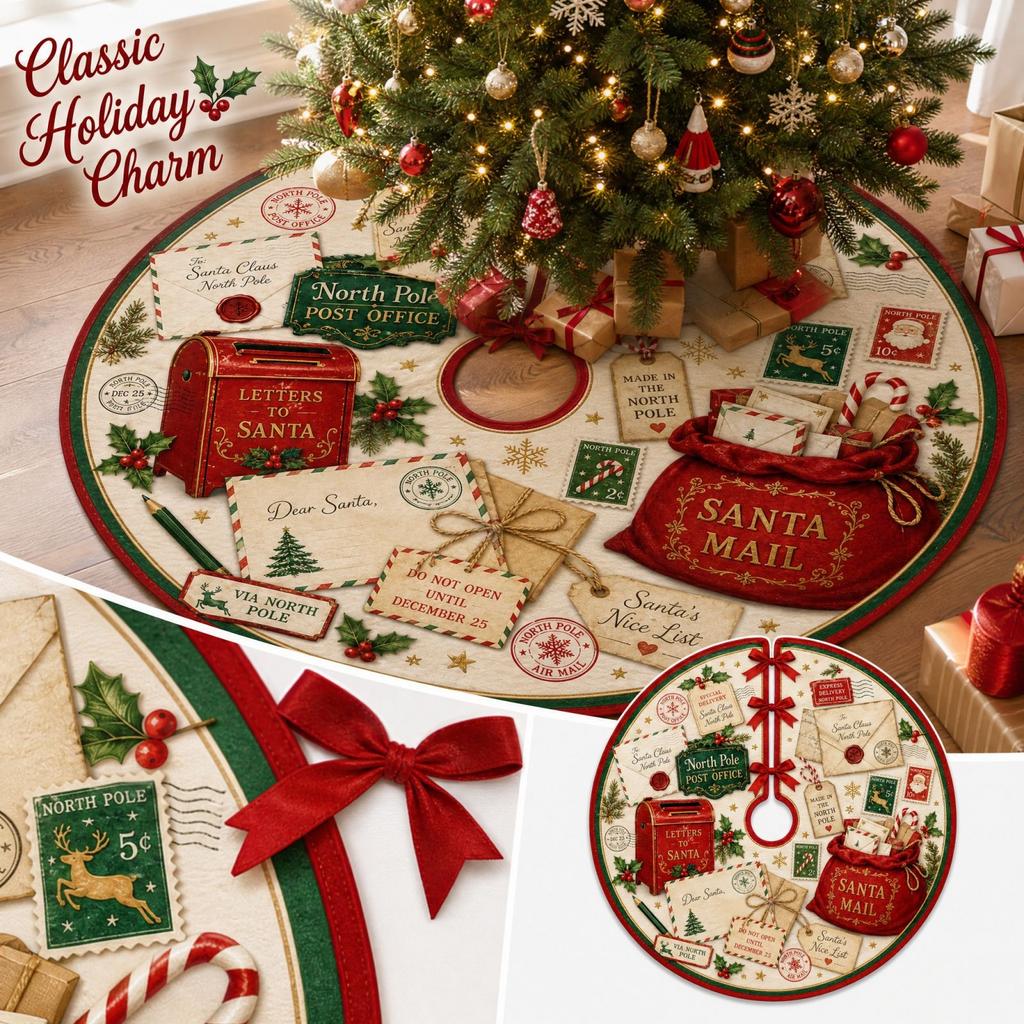 Christmas Tree Skirt for Holiday Party Decorations, Festive Tree Skirt for Christmas Tree Decor