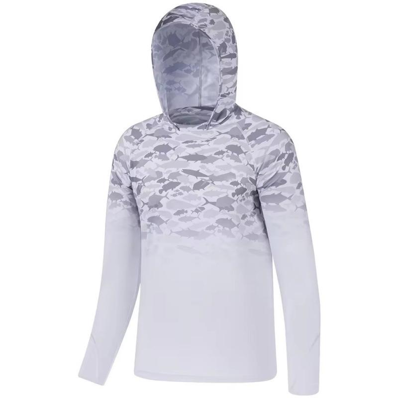 Herrsnabbtorkande SPF-fiskehuvtröja med UV-skydd