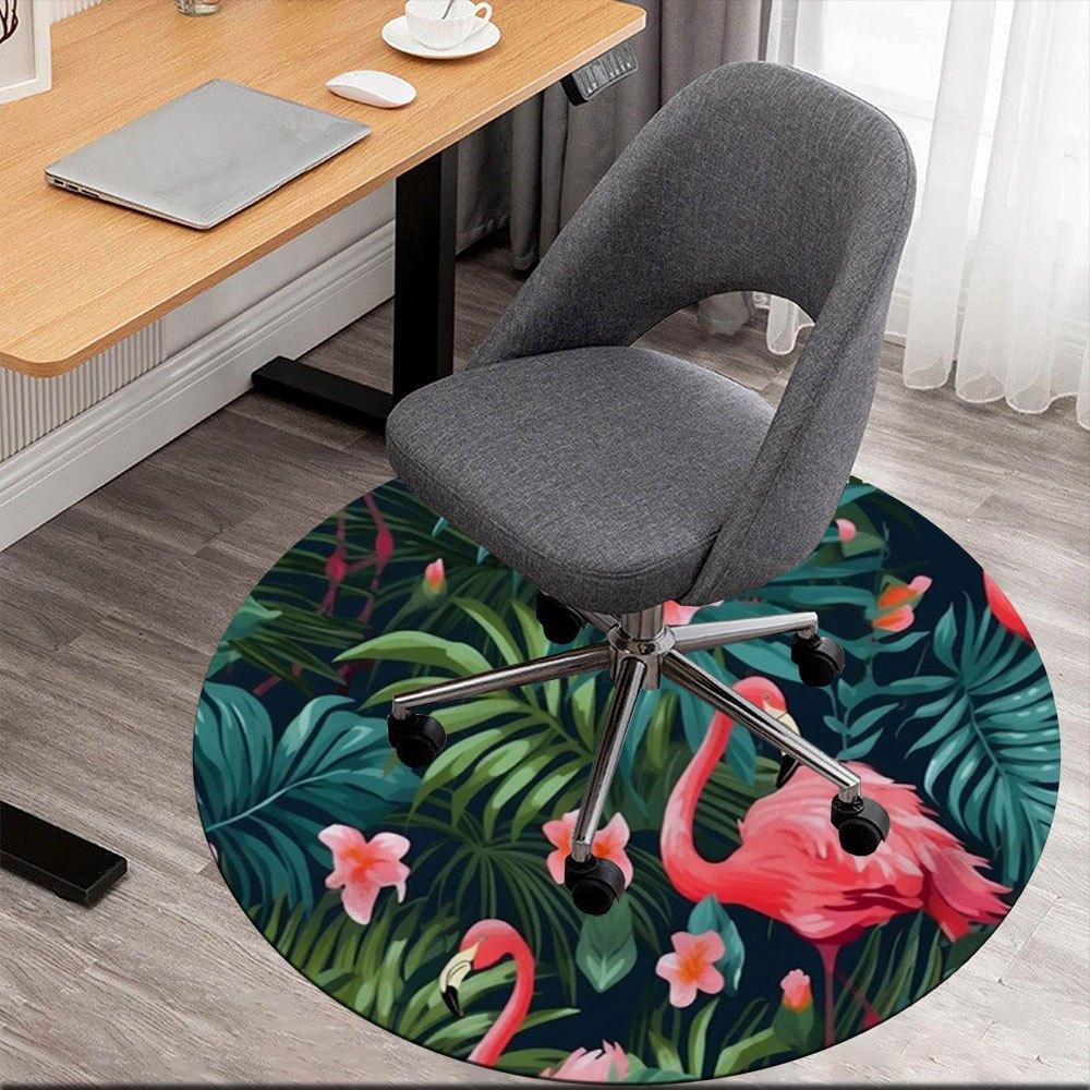 

Tropical Flamingo Patterned Fabric for Home DecorRound Non-Slip chair mat chair carpet for office Rugs for Office Decor Gift For Valentine s Day Mothe 80cm by 80cm