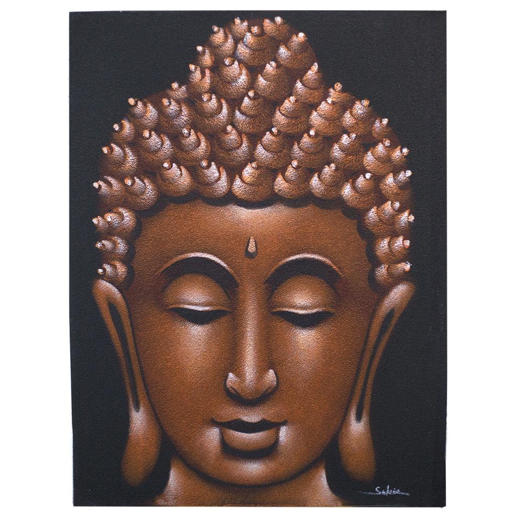 Buddha Canvas Painting Copper Sand Finish