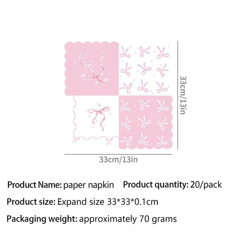 Black Bowknot Paper Plates Disposable Tableware Birthday Party Supplies Decorative Dinner Plates Napkins Baby Shower Party Decor