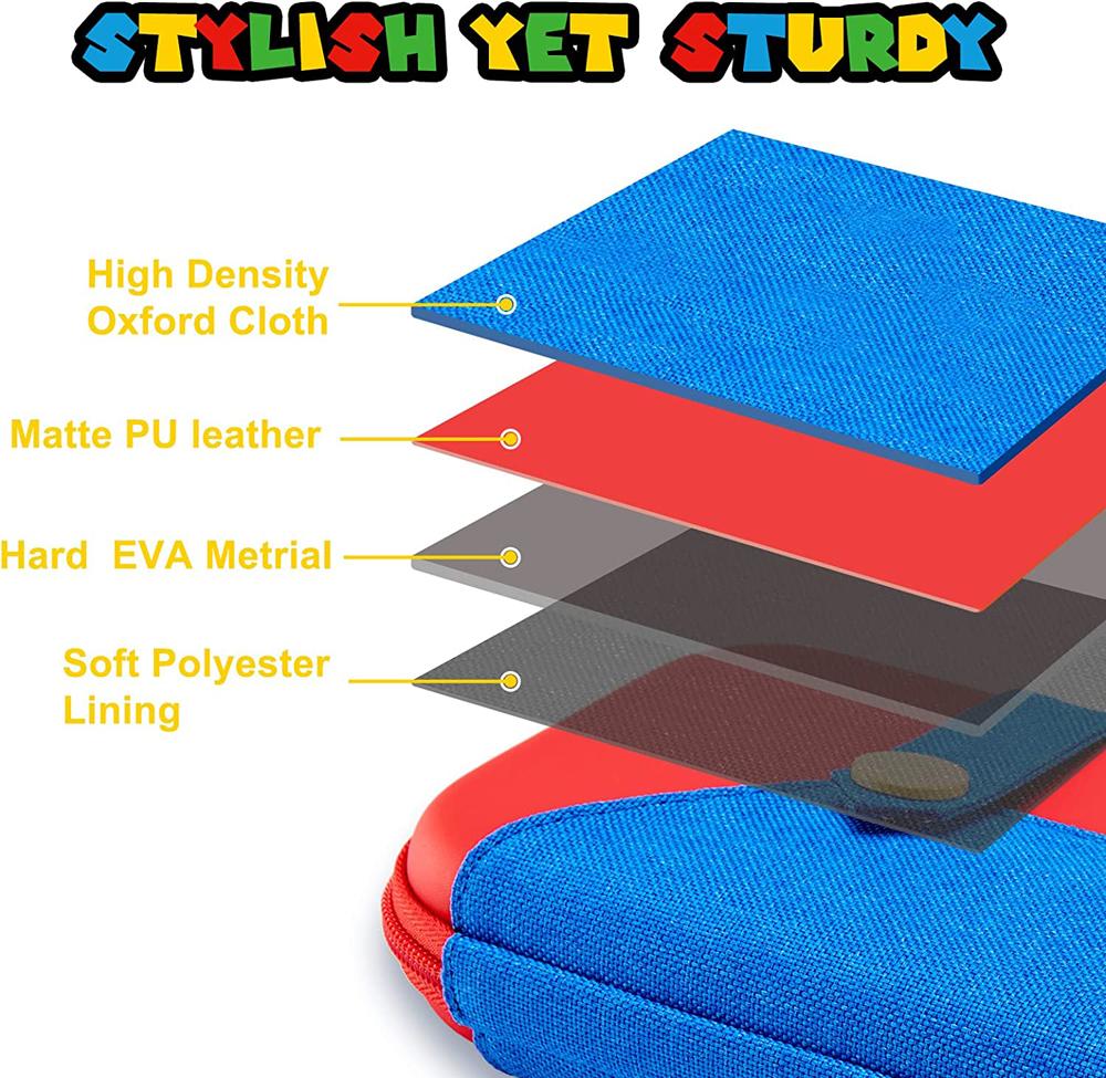 EVA Storage Switch Case Compatible with Nintendo Switch/OLED Cute Portable Switch Carrying Case with 10 Game Holders for Mario