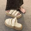 thick-soled one-word sandals women's new niche high-end summer slippers wear versatile shoes