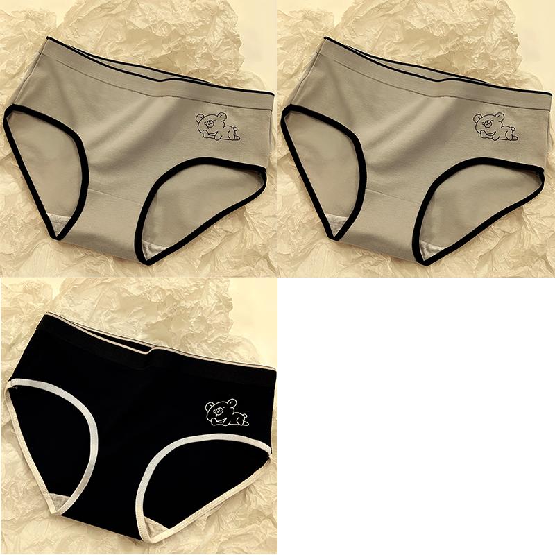 3 PCS Women's Underwear Comfortable Mid Rise Panties Cute Bear Female Underpants M-XL Seamless Women Lingerie Ladies Underpants