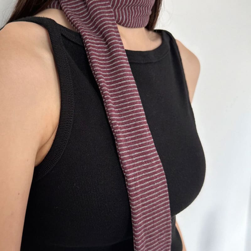 

geegee cotton stripe long scarf - wine wine