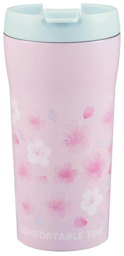 Skater Stainless Steel Mug, Cherry Blossom Pattern, Comfortable, 360ml, Convenience Store Coffee Compatible, SMV4-A