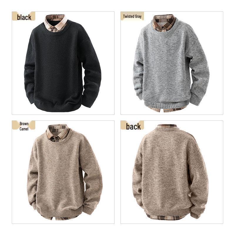 ROMON Men's Faux Two-Piece Knit Pullover