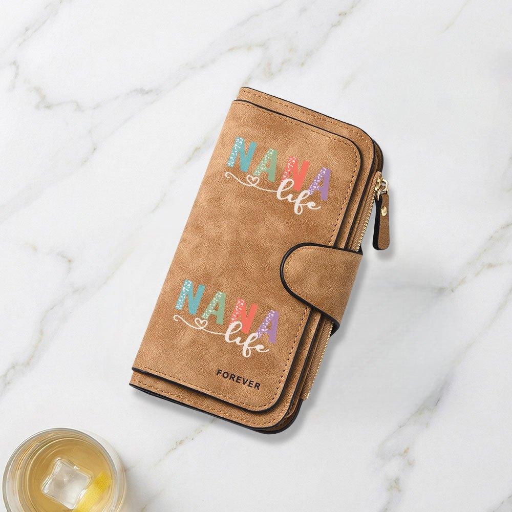 Fashionable Long Wallet with Colorful Animal Pattern and NANA Life Title Print Design Eye Catching Multifunctional Portable with Clasp for Coins