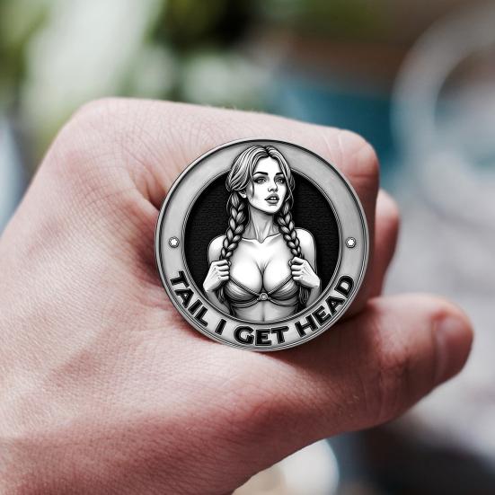 Cheeky Decision Coin Adults Challenge Coin Head And Tail Double-Sided Couple Decision Coin Sex Token Prank Gift for Men Women Date Night Use