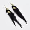 Bohemian Blue Peacock Feather Long Tassel Earrings Ethnic Unique Dangle Drop Earrings For Women Fashion Jewelry