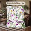 Floral Artwork 21 Theme Throw Blanket Custom Name Text Personalized Blanket Soft Cozy Blanket for Home Sofa Bed