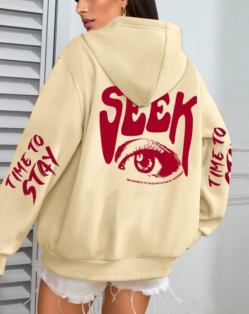 Women's Casual Autumn Fleece Hooded Sweatshirt with Pockets