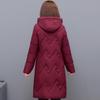 Velká velikost XL-6XL Dámské zimní vycpané kabáty středního věku s kapucí Ležérní Silné teplé zimní bundy Žena Elegantní dlouhé parky