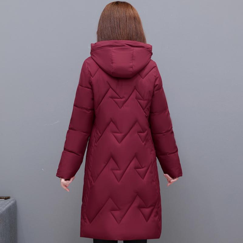 Velká velikost XL-6XL Dámské zimní vycpané kabáty středního věku s kapucí Ležérní Silné teplé zimní bundy Žena Elegantní dlouhé parky