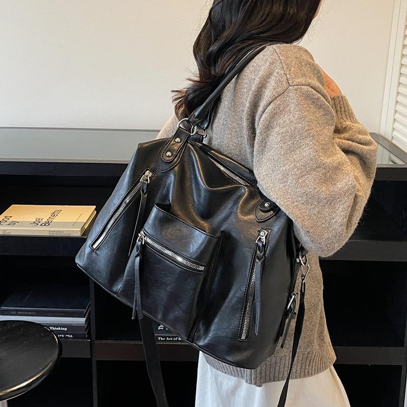 Vintage Large Capacity Bag Commuter Crossbody Bag Women's Shoulder Hand Tote Bag Short Distance Luggage Bag