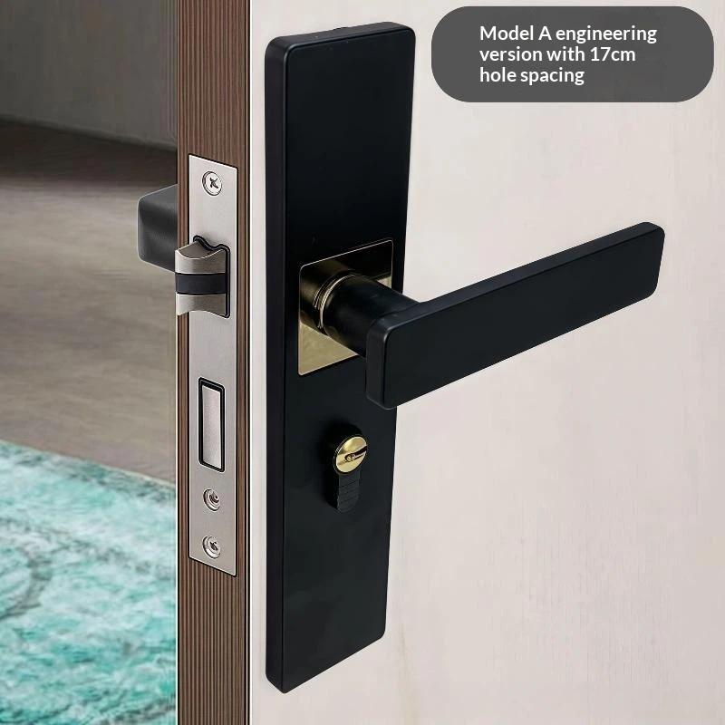 Black Interior Door Handle Lock Set Anti-Theft High Security Easy Install Universal Fit for Kid's Room Guest Room Use