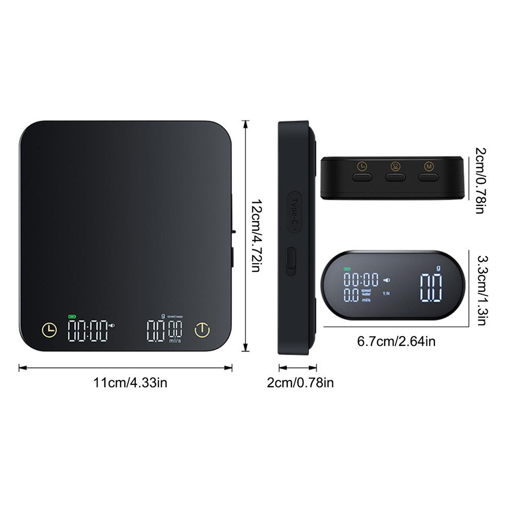 Digital Coffee Scale with Timer & Wireless Display - 3kg/0.1g Accurate Kitchen Scale for Espresso and Pour Over Coffee,
