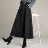 High-Waisted Black Wool A-Line Midi Skirt - Winter 2025 Edition