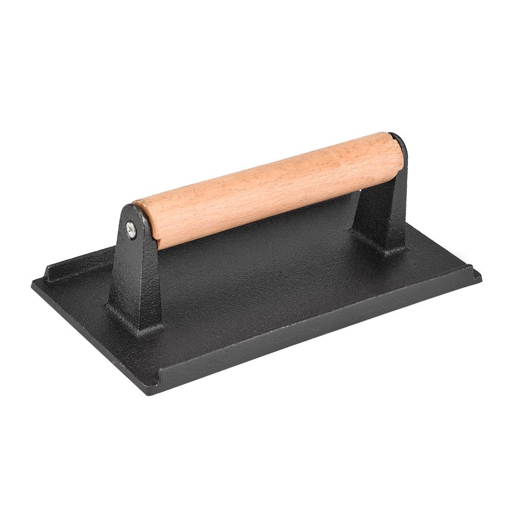 Cast Iron Steak Press, Bacon Press with Wooden Handle for Grilling Hamburgers and Steaks, with Sturdy Weight for Cooking, Restaurants and Home