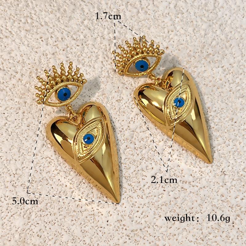 Módní 18k Zlatá Nerezová Ocel Kapající Olej Ďáblovo Oko Láska Přívěsek Šperky Náušnice