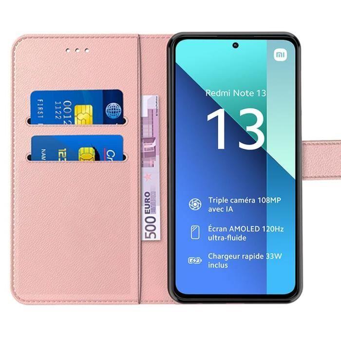 Coque - E.F.CONNECTION - pour Xiaomi Redmi Note 13 4G - Rose - Antichoc - Support Réglable