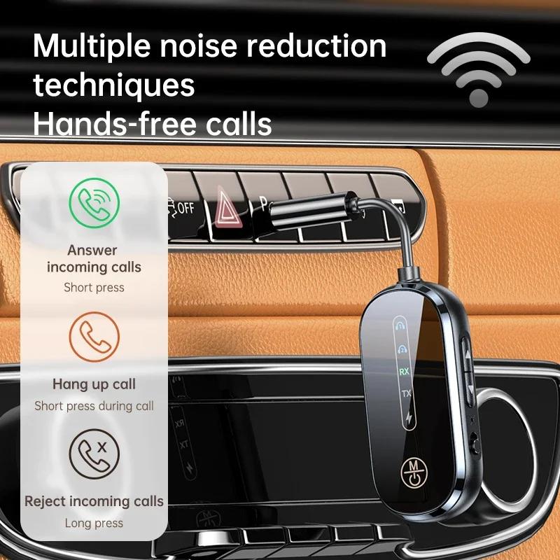 2 In 1 Bluetooth 5.4 Audio Transmitter Receiver 3.5mm AUX Jack Airplane Wireless Adapter Mic For TV Car Kit Speaker PC Headphone
