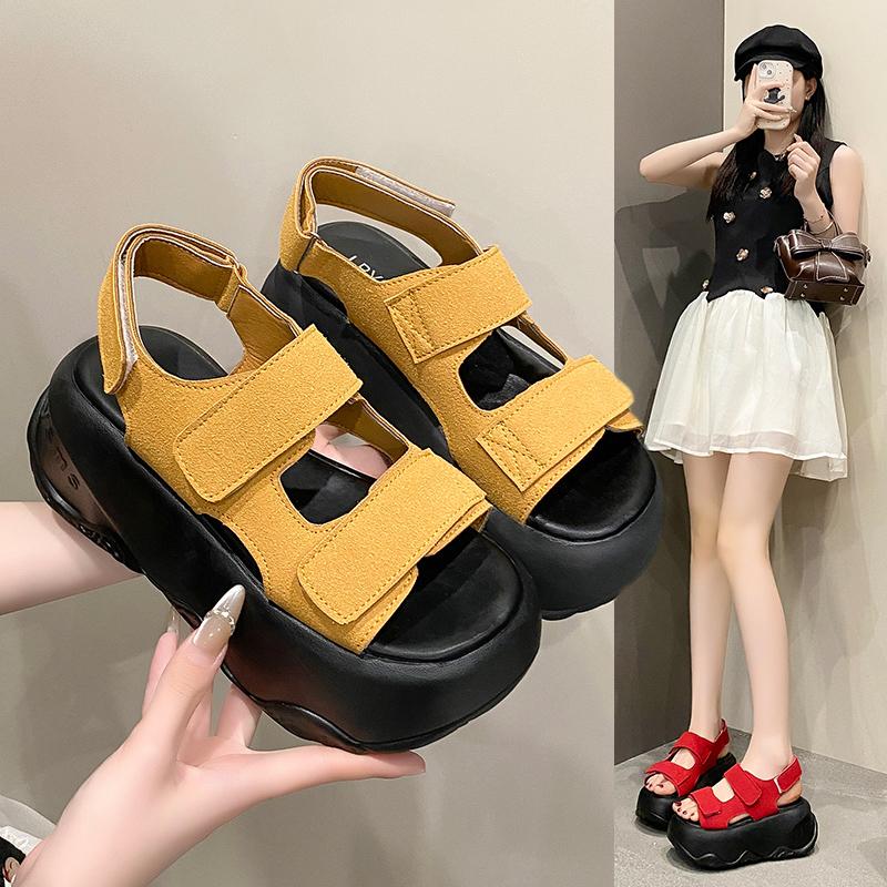 Fashion 8CM Summer Women Buckle Slippers Flip-Flops Beach Shoes Wedge Heels Slides Woman Platform Slippers Candy Colors Outside Sandals