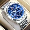 LIGE Top Brand Luxury Watches Men Fashion Multifunction Quartz Wristwatches 30M Waterproof Luminous Steel Mens Watch Reloj