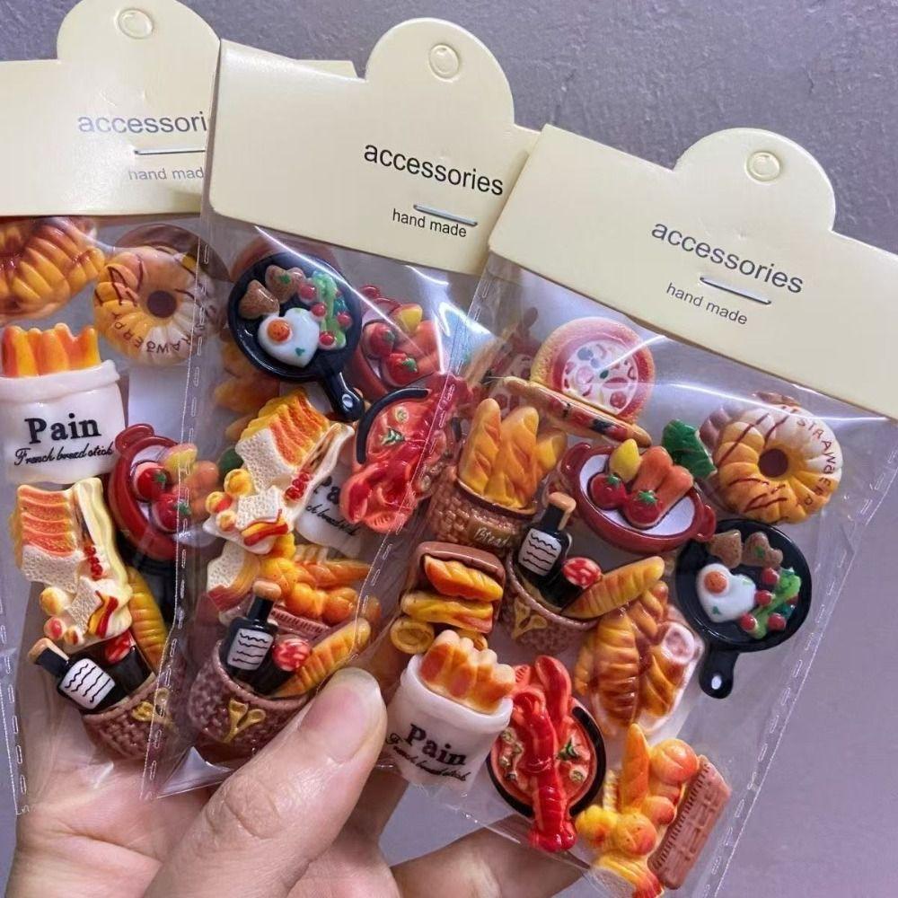 12PCS Resin Bread Fridge Magnets Miniature Food Refrigerator Magnets Home Office Decor