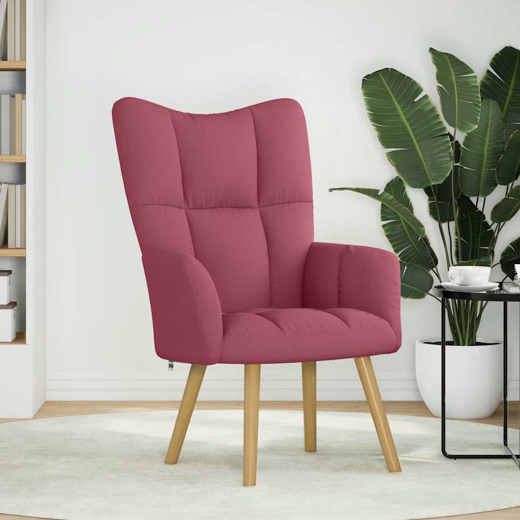 Armchair, Wine Red, Upholstered In Fabric