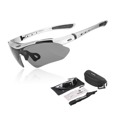 Rockbros Polarized Sports Ultra Impact Removable UV400 for and Cycling Sunglasses, Silver, Lightweight, Flexible, Resistant, Temples, Protection,