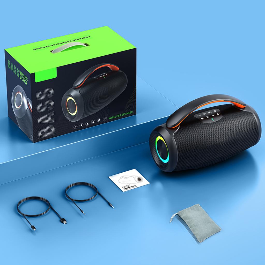 50W Portable BT 5.3 Speaker with RGB Lights, IPX6 Waterproof Outdoor Speaker, 6000mAh Rechargeable Sound Box, AUX TF