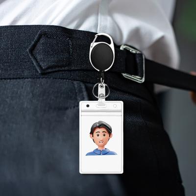 ID Badge Holder with Clip Badge Reels Retractable Heavy Duty ID Card Vertical Lanyard Holder Name Tag Holder Office Supplies