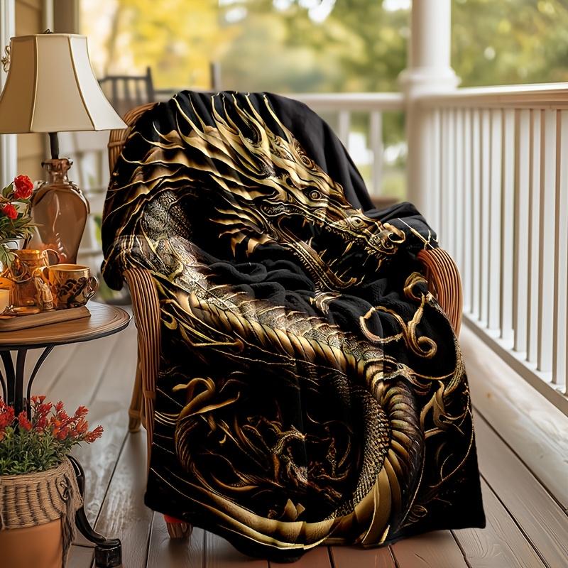 Golden Dragon Flannel Blanket – Cozy, Soft Throw for All-Season Home & Outdoor Travel