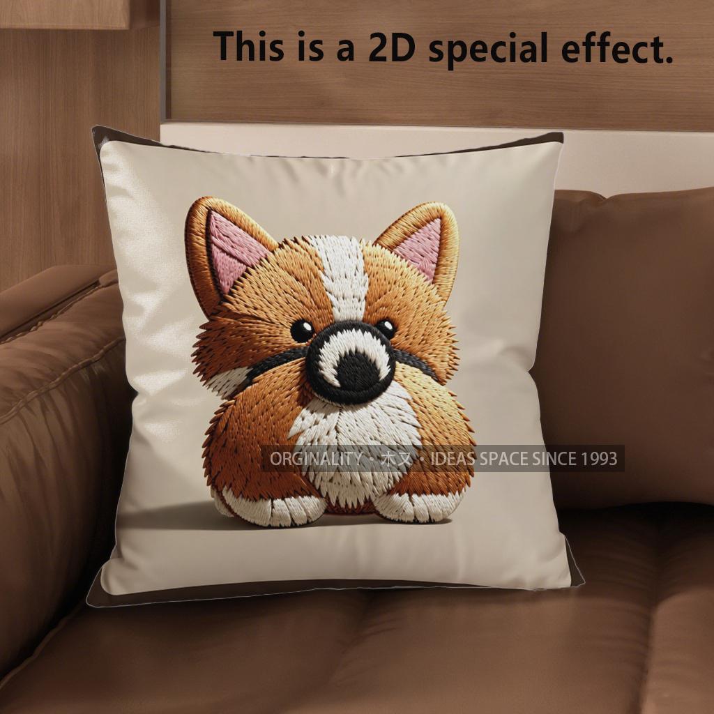 2D Cute Pembroke Welsh Corgi Pillow Covers Designs Pattern Cushion Cover Suitable For Sofa Bedroom Car Pillow Cover
