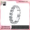 925 Sterling Silver Simulated Moissanite Ring for Women - PT950 Plated, Fashionable for Index or Pinky Finger, Perfect for Couples
