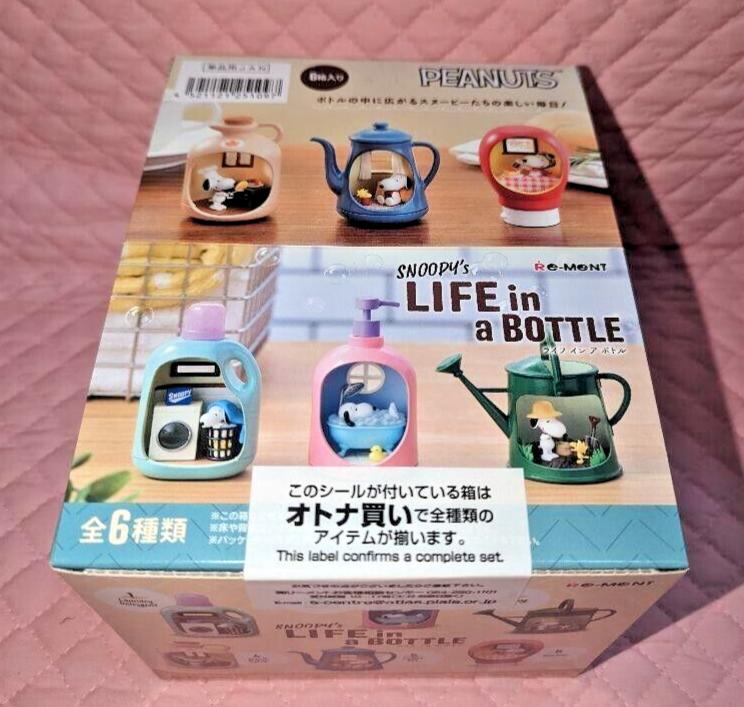 RE-MENT SNOOPYs LIFE BOTTLE 6 Pack BOX Complete Set Japan