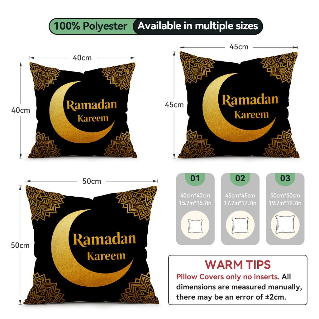 Ramadan Golden Crescent Moon Cushions Pillowcase Polyester Cushion Cover Throw Pillow Pillowcover Home Car Sofa Decor