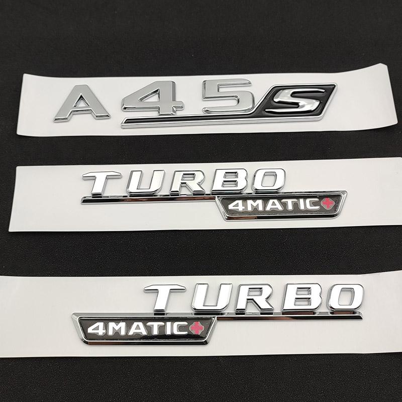 3d ABS Chrome Black A45 S Logo A45S Emblem Sticker Trunk Car Letters Turbo 4matic Badge For A45S AMG W177 Accessories