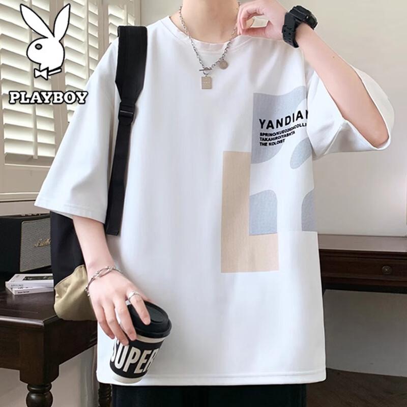 PLAYBOY Men's Casual Loose Short Sleeve T-Shirt
